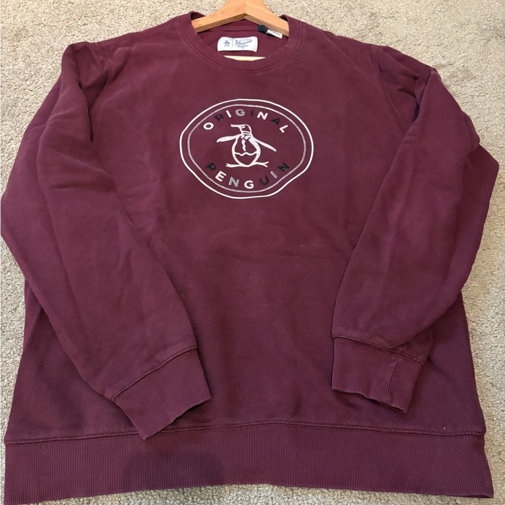 Original Penguin Red Crewneck Sweater with Logo